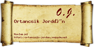Ortancsik Jordán névjegykártya